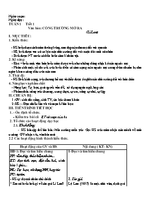 Giáo án môn Ngữ văn lớp 7 học kỳ 1 theo phương pháp mới